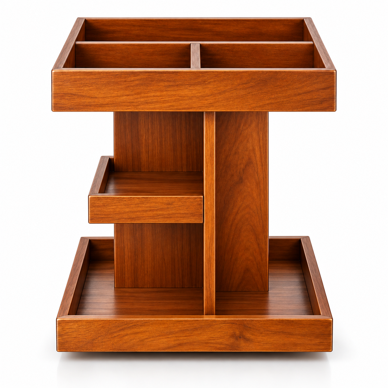 Luxury 360° Rotating Wooden Makeup Organizer – 3-Tier Skincare & Cosmetic Storage Stand