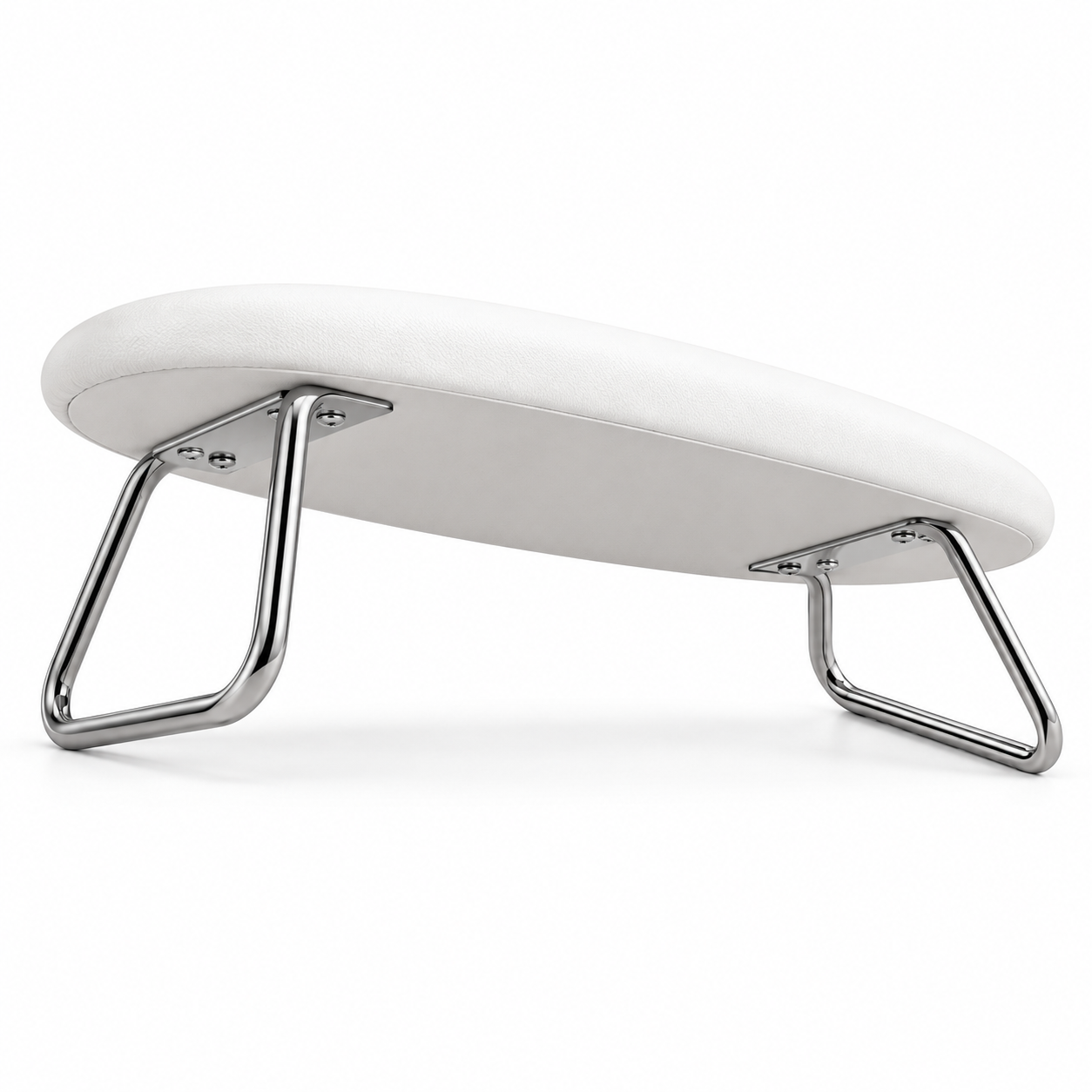 Foldable Manicure Hand Rest – White PU Leather Nail Armrest with Stainless Steel Stand for Nail Salons
