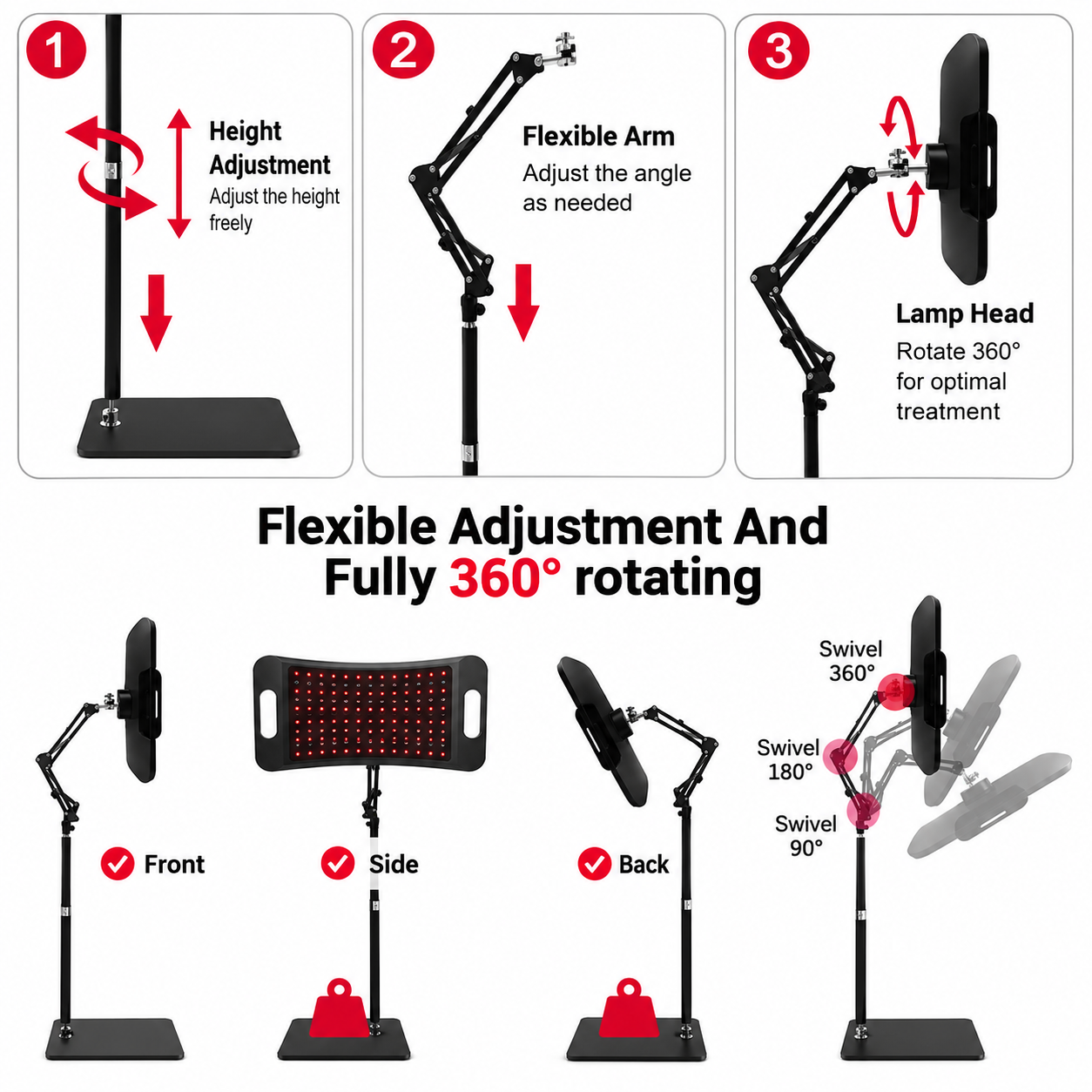 660nm Red Light & 850nm Near-Infrared Therapy Panel with Adjustable Stand – Dual Wavelength LED Lamp