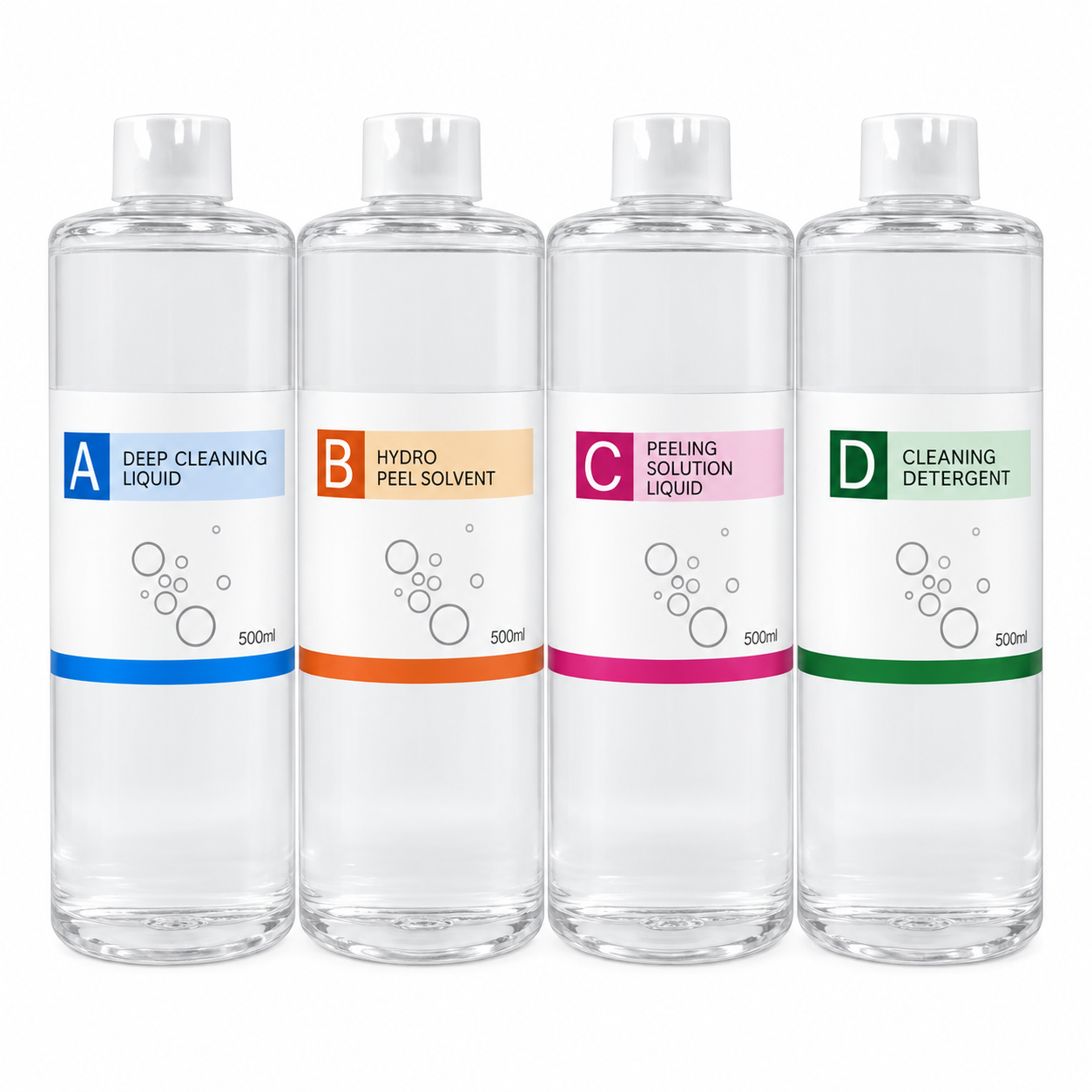 Deep Wash S1 S2 S3 S4 Aqua Peeling Solutions – 4 × 500ml Hydro Facial Solution Set