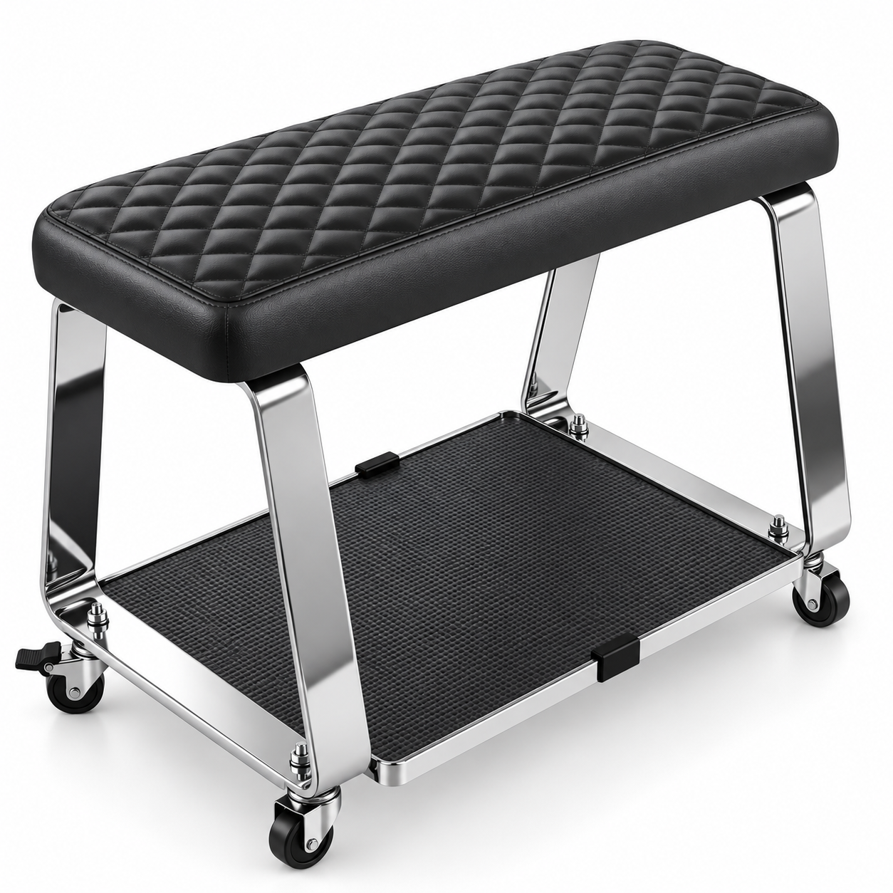 Professional Rolling Pedicure Footrest – Padded Salon Foot Rest with Storage Platform