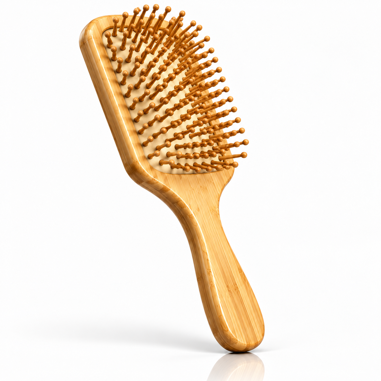 Natural Bamboo Paddle Hair Brush with Sunflower Engraving – Wooden Bristles, Anti-Static Detangling Brush