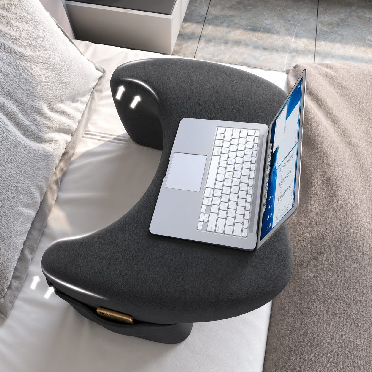 Portable Memory Foam Lap Desk Pillow for Laptop, Bed & Sofa