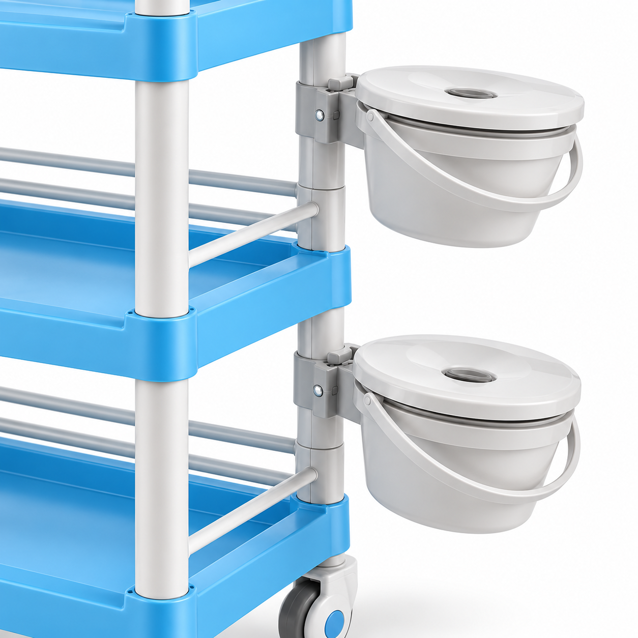 3-Tier Professional Salon Utility Cart with Drawer, 2 Side Bins & Locking Wheels – Mobile Beauty Spa Storage Trolley