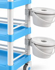 3-Tier Professional Salon Utility Cart with Drawer, 2 Side Bins & Locking Wheels – Mobile Beauty Spa Storage Trolley