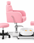 Professional 360° Pedicure Spa Chair with Foot Bath Basin, Adjustable Footrest & Salon Stool