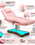 Electric Beauty Treatment Bed with 3 Motors, Adjustable Backrest, Height Control & LED Base