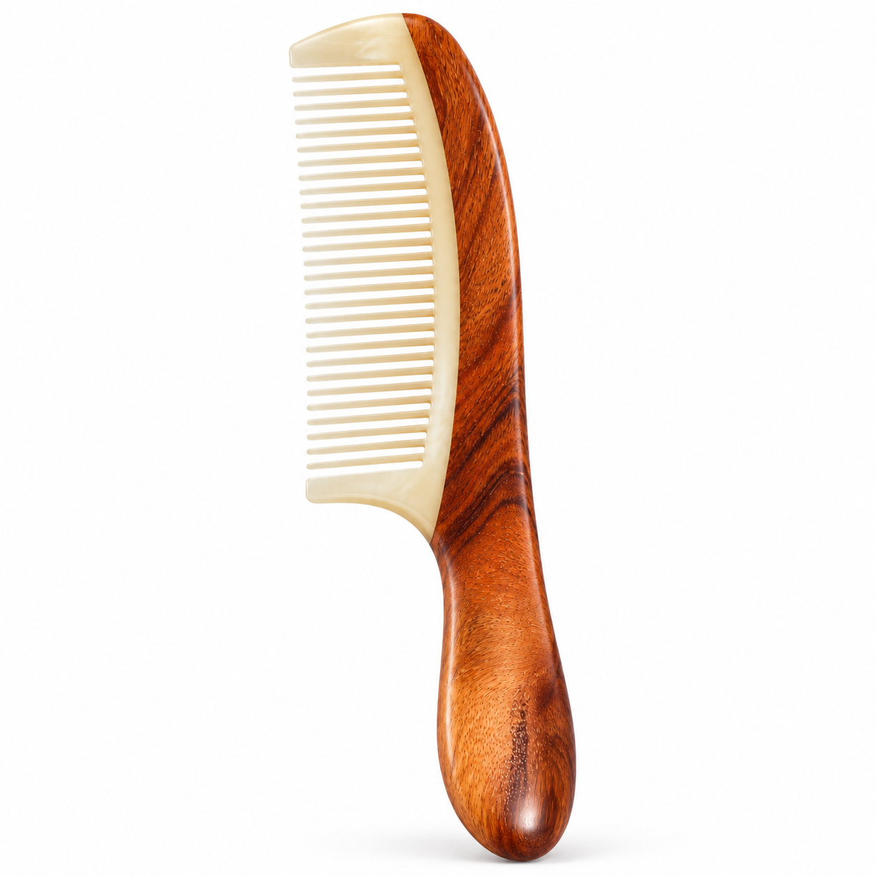 Natural Wood & Ox Horn Fine Tooth Hair Comb