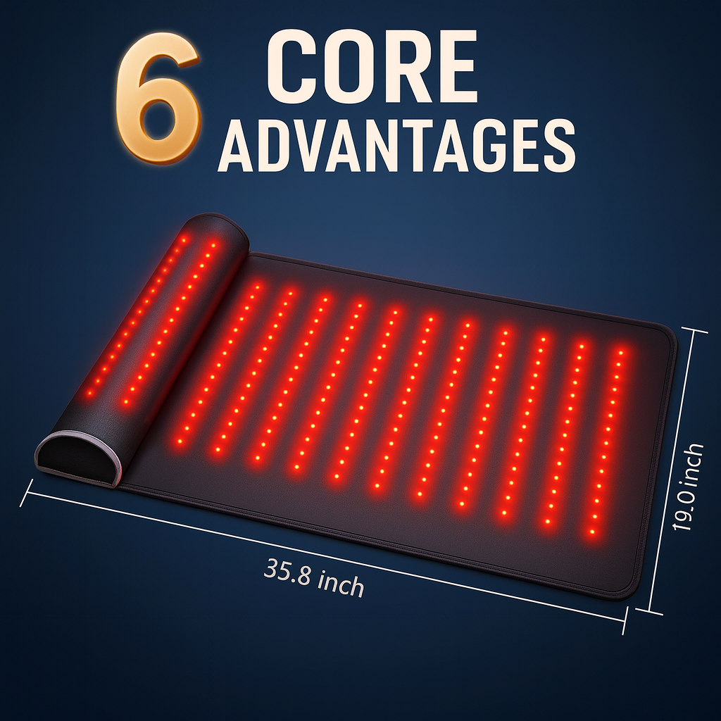 Professional Red Light Therapy Mat with Far Infrared Heat and 3D Neck Support – 675 LED