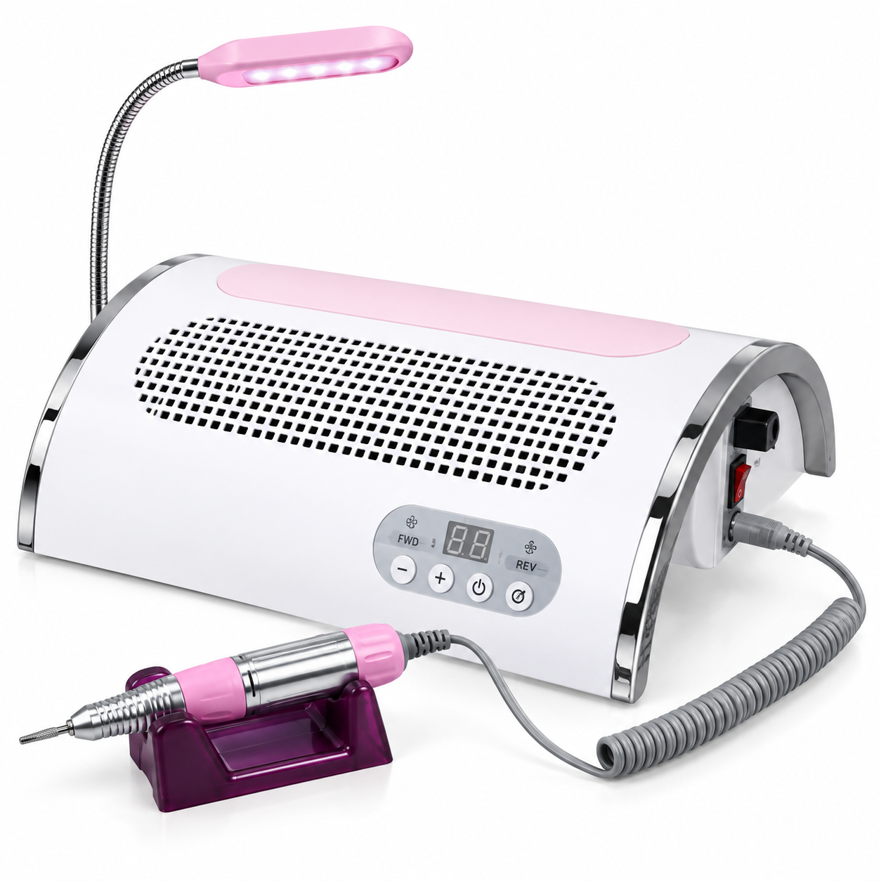 4-in-1 Professional Nail Station – 54W UV LED Lamp, 25,000 RPM Nail Drill & Dust Collector