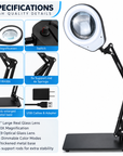 10X 20X Magnifier Lamp 3 COLORS LED Lighted Magnifier Large Base & Clamp Magnifying Glass Lamp for Repair Crafts Soldering 5.5D