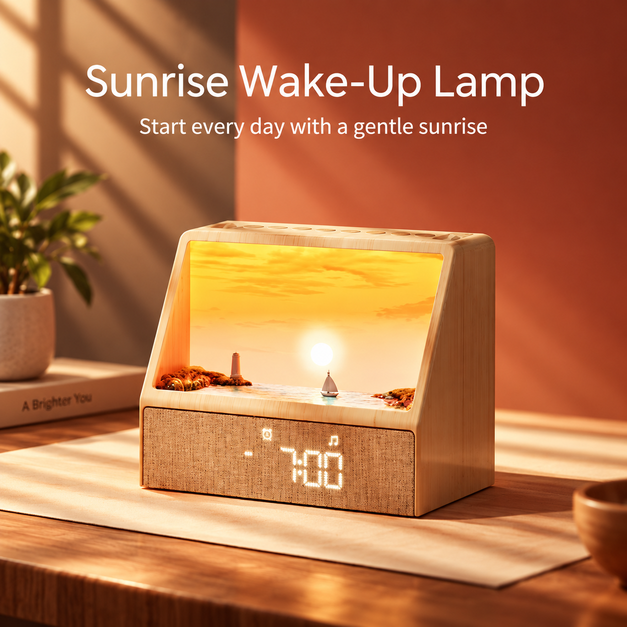 Sunrise Wake-Up Light Alarm Clock with White Noise, Night Light & Digital Clock