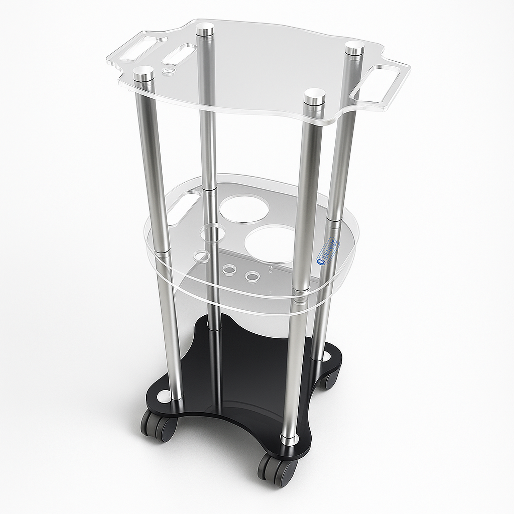Premium Aluminum Beauty Salon Trolley – Rolling Pedestal Cart with 4 Smooth Wheels for Professional Use