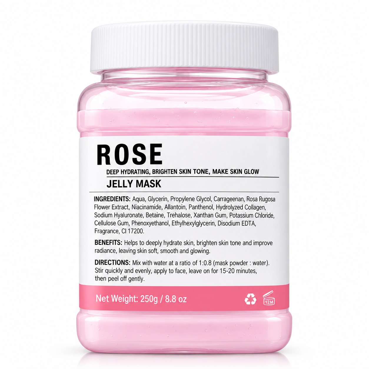 Professional Jelly Mask Trio – Rose, Collagen & Hyaluronic Acid – 3 × 250 g