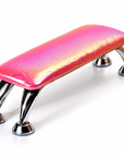 Manicure Armrest – Pink Heart Pattern Nail Hand Rest with Chrome Metal Legs