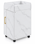 Professional Salon Storage Trolley – Marble-Style Beauty Cabinet with 4 Drawers & Gold Handles