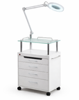 Professional Salon Trolley Cart with Folding Lamp & Drawers – Mobile Tool Station for Tattoo, Eyelash & Beauty Studios