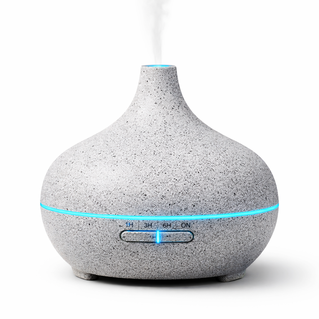Ultrasonic Wood Grain Aromatherapy Diffuser with Blue LED – USB Essential Oil Humidifier & Cool Mist Air Purifier for Home & Office