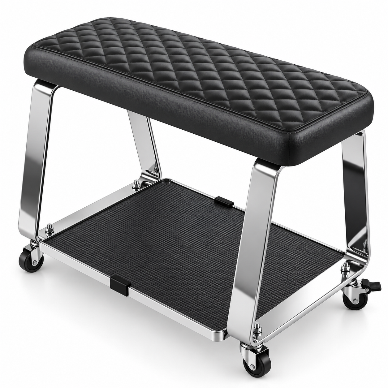 Professional Rolling Pedicure Footrest – Padded Salon Foot Rest with Storage Platform