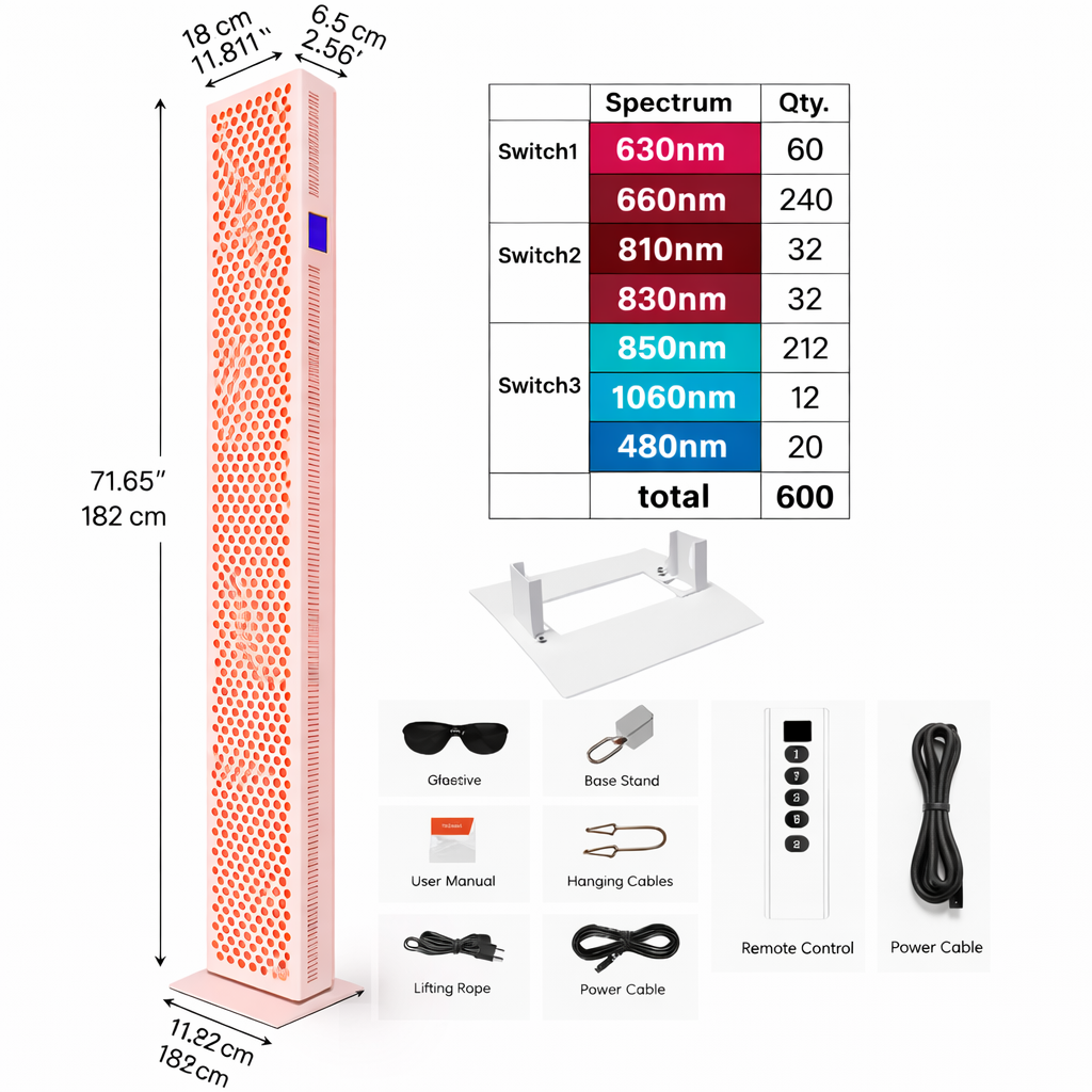 Full-Body Red & Near-Infrared LED Light Panel – Standing High-Power Light Device