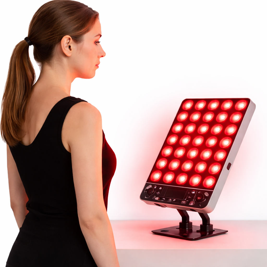 8 Modes Red Light Therapy Panel with 660nm / 850nm / 590nm / 415nm – Mini Desktop LED Device