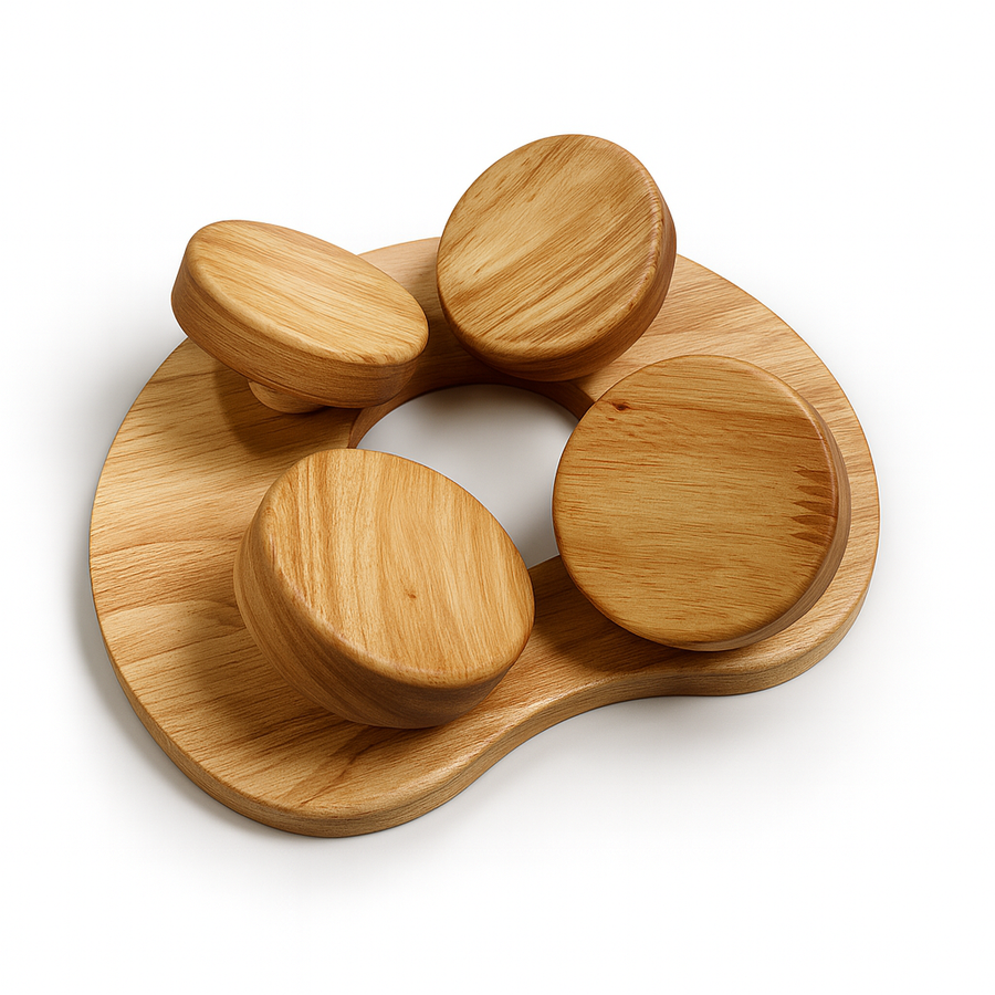 Premium Wooden Sauna Headrest with Rotatable Discs – Ergonomic Neck Support for Spa and Wellness
