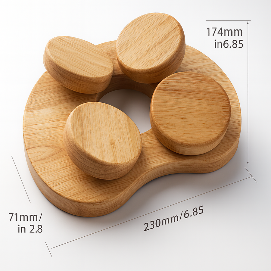 Premium Wooden Sauna Headrest with Rotatable Discs – Ergonomic Neck Support for Spa and Wellness