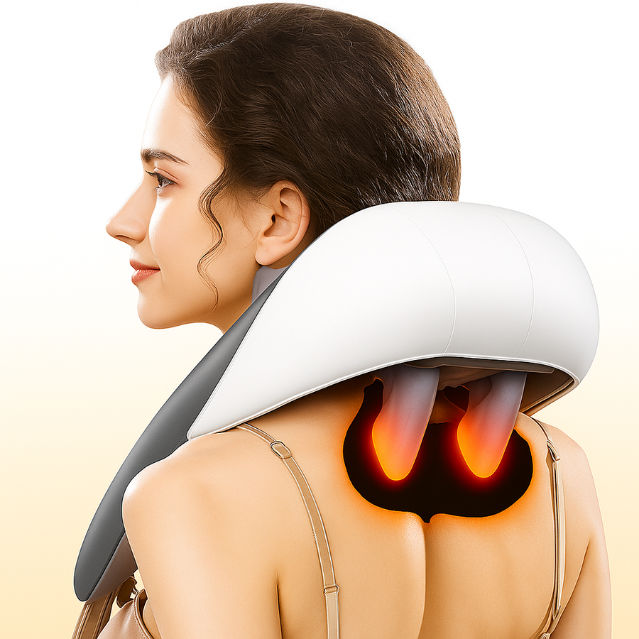 THEIA Shiatsu Neck and Shoulder Massager – Heated Back Massager U-Shape Deep Kneading Electric Massage Pillow for Neck, Waist, Leg, and Body Relief