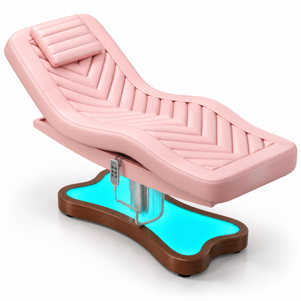 Electric Beauty Treatment Bed with 3 Motors, Adjustable Backrest, Height Control & LED Base