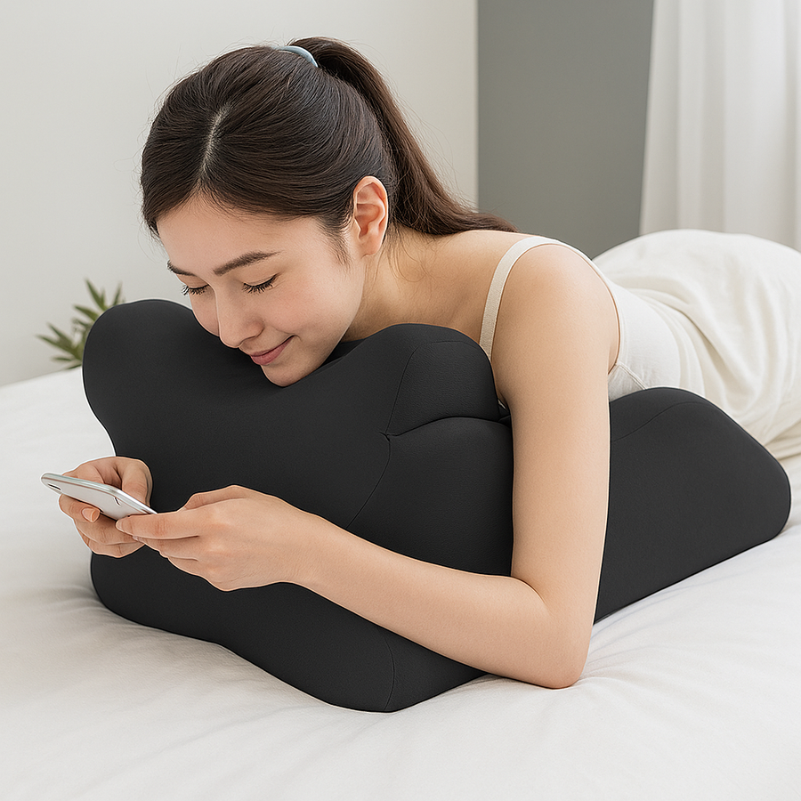 THEIA Prone Relax XL Pillow – Ergonomic Memory Foam Face Down Support for Sleeping, Reading & Phone Use