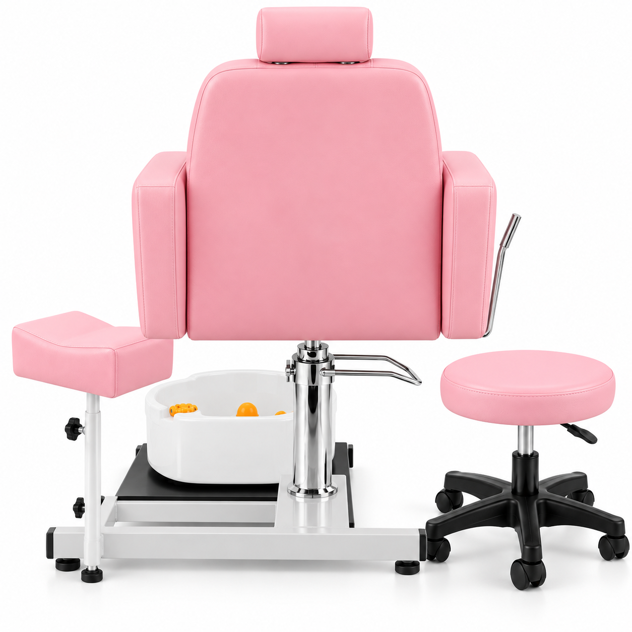 Professional 360° Pedicure Spa Chair with Foot Bath Basin, Adjustable Footrest & Salon Stool