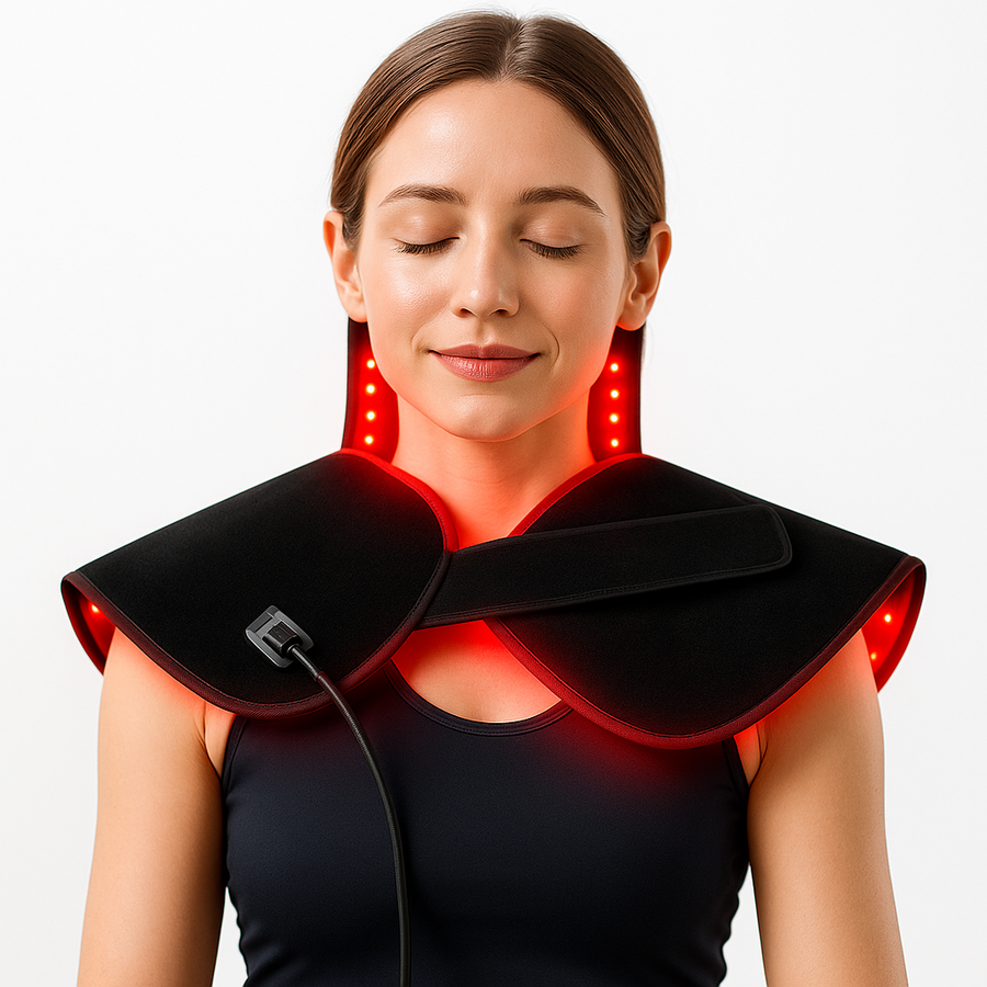 Red & Infrared Heat Therapy Shoulder Pad 660nm & 850nm | Dual-Chip LED Wearable Wrap for Upper Back & Shoulder Pain Relief, Muscle Relaxation