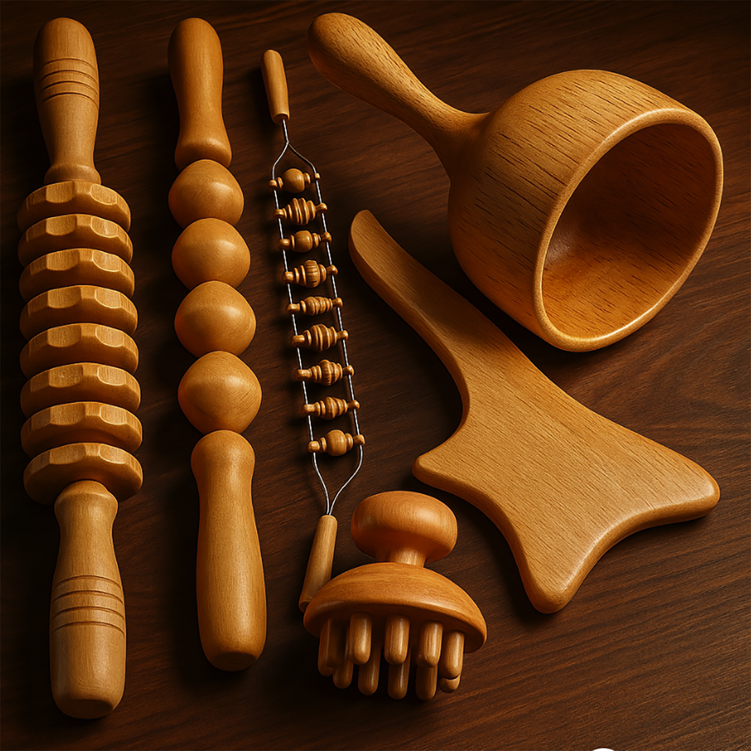 6 In 1 Wood Therapy Massage Tool Set