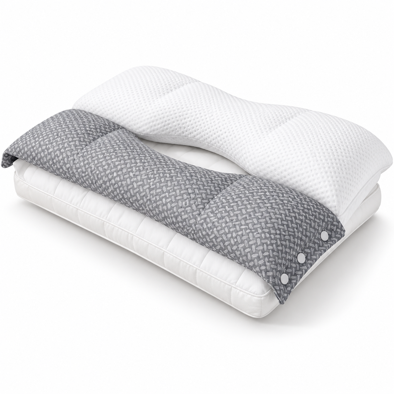 Adjustable Cervical Neck Support Pillow – Ergonomic 3-in-1 Sleeping Pillow with Detachable Neck Cushion