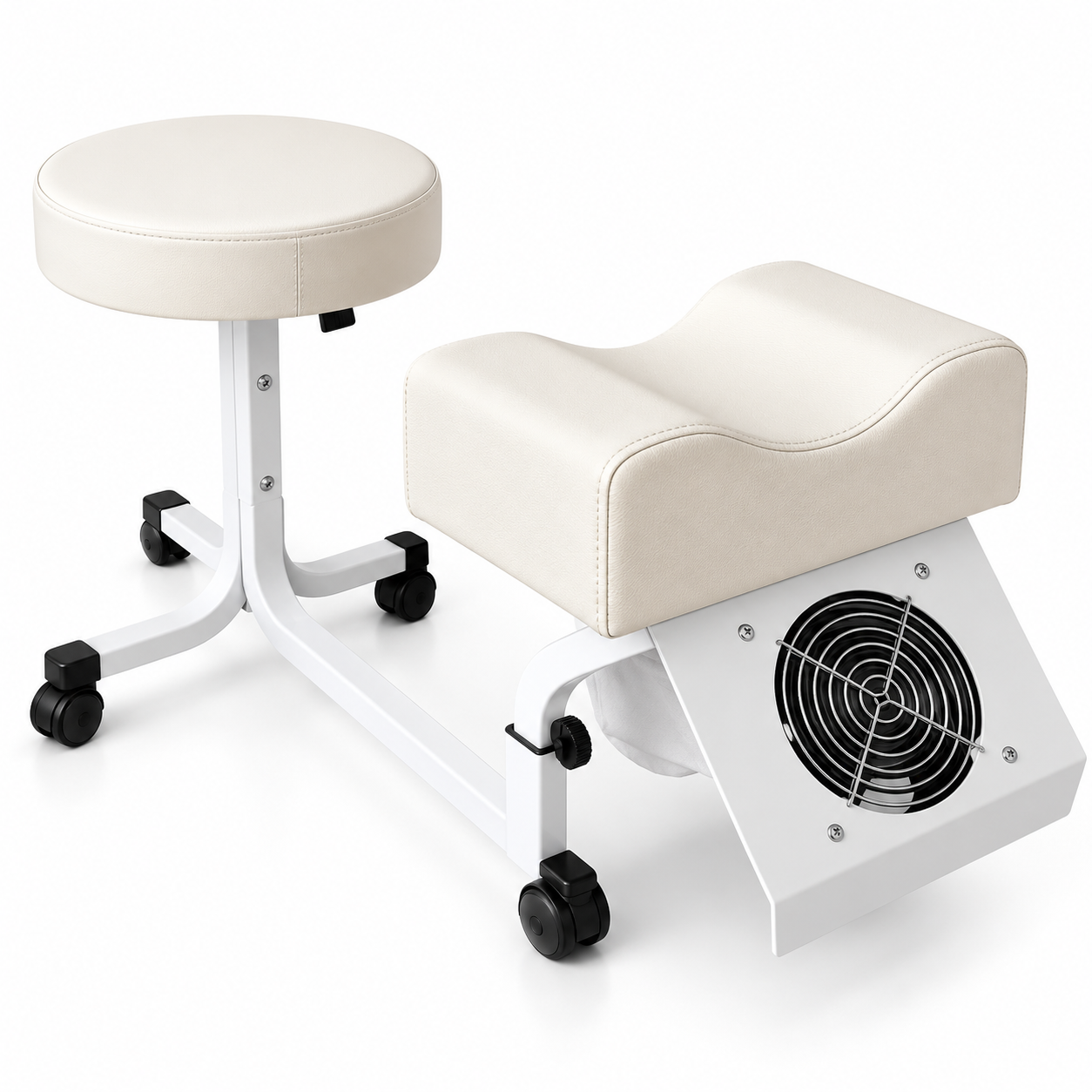 Professional Pedicure Footrest & Technician Stool Set with Dust Collector Fan