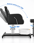 Professional 360° Pedicure Spa Chair with Foot Bath Basin, Adjustable Footrest & Salon Stool