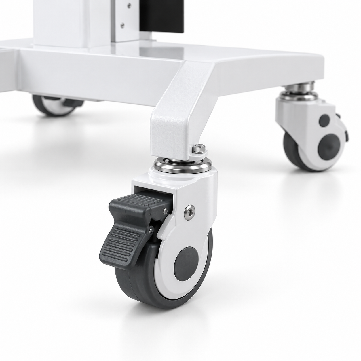 Professional Adjustable Equipment Trolley with Dual Shelves & Lockable Wheels – White