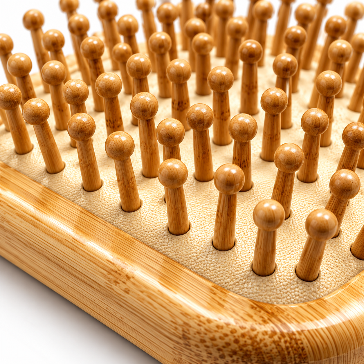 Natural Bamboo Paddle Hair Brush with Sunflower Engraving – Wooden Bristles, Anti-Static Detangling Brush