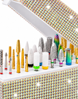 Nail Drill Bit Organizer – 30-Hole Crystal Storage Box for Manicure Tools