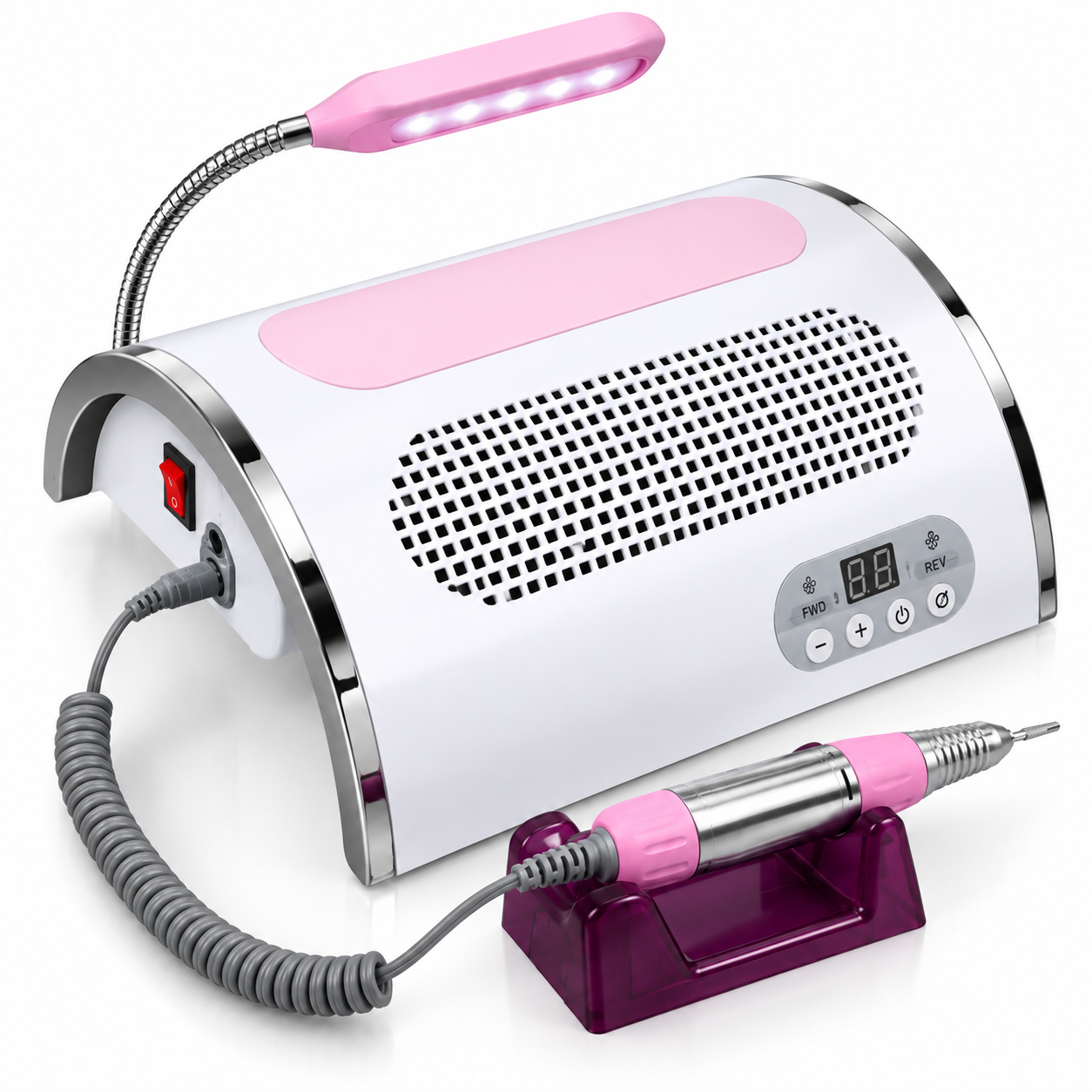 4-in-1 Professional Nail Station – 54W UV LED Lamp, 25,000 RPM Nail Drill & Dust Collector