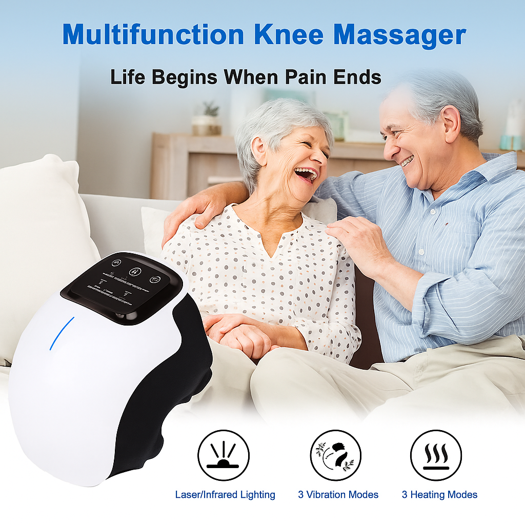 3-in-1 Knee Massager with Heat, Vibration and Light Therapy | Adjustable Wellness Device for Knee Comfort at Home