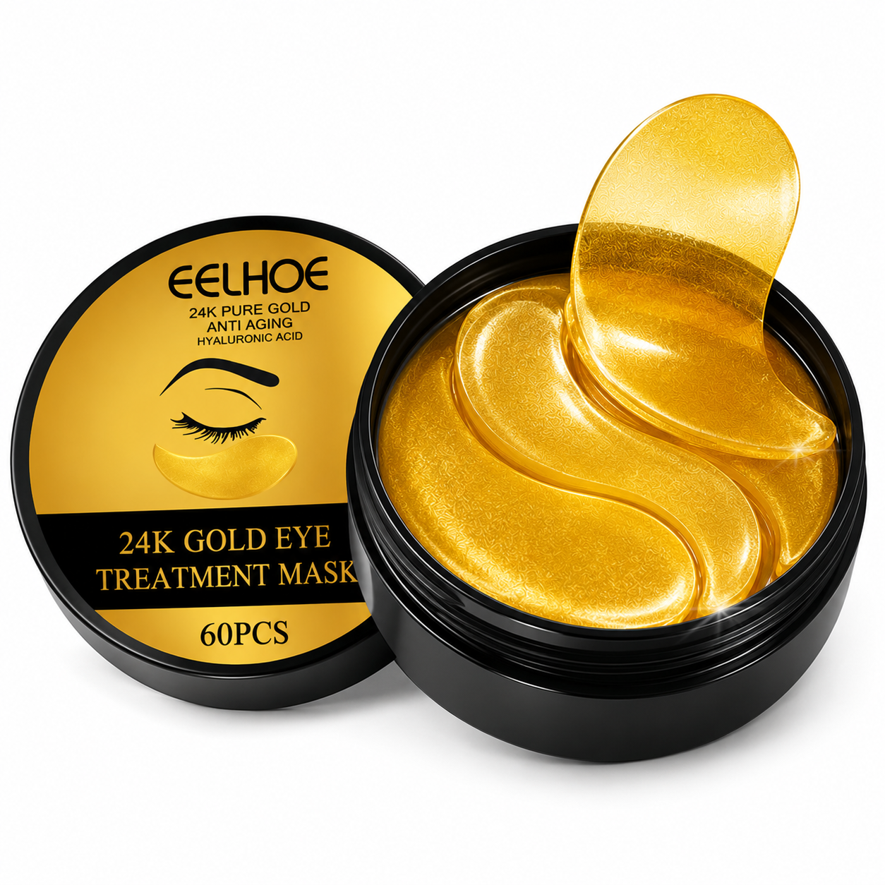 24K Gold Hydrogel Under Eye Patches – 10 Jar Set – Hydrating Eye Care