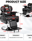 Professional Hydraulic Barber Chair – Black Reclining Salon Chair with Adjustable Headrest & Footrest