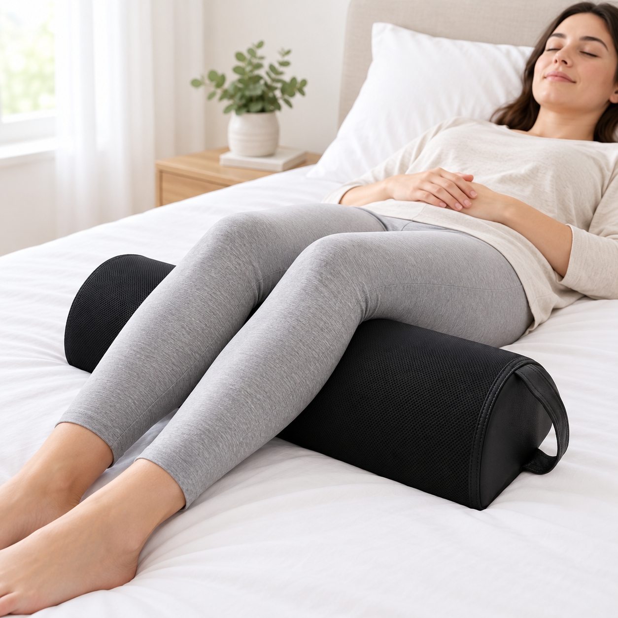Massage Table Half-Round Bolster Pillow – High-Density Foam Support Cushion with Carry Handle