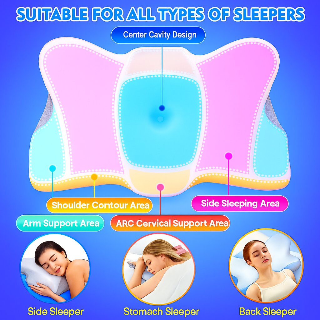 Orthopedic Memory Foam Pillow for Neck Support and Comfortable Sleeping Position
