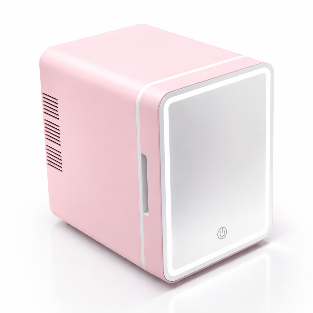 4L Mini Makeup Fridge with LED Mirror – Portable Cosmetic Storage Cooler for Home & Car