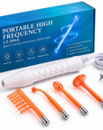 Portable High Frequency Facial Wand – 4 Glass Electrodes with Adjustable Intensity