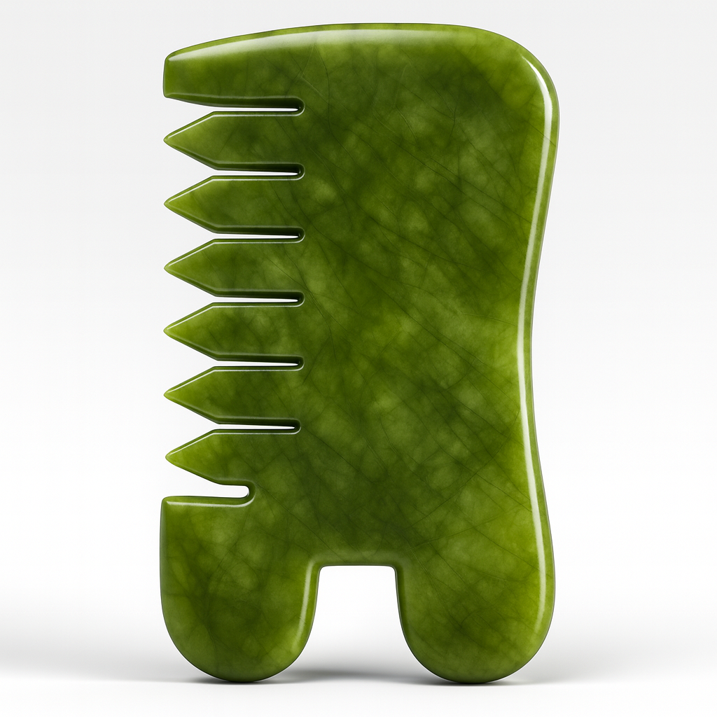 Theia Premium Natural Jade Gua Sha Comb Set – Multi-Shape Massager for Face, Scalp & Body