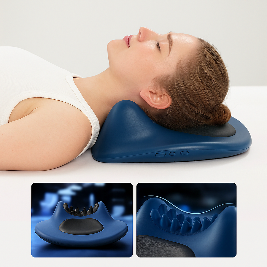 EMS Pulse Neck Pillow Massager – Electric Cervical Stretcher with Heating and Vibration for Muscle Relaxation
