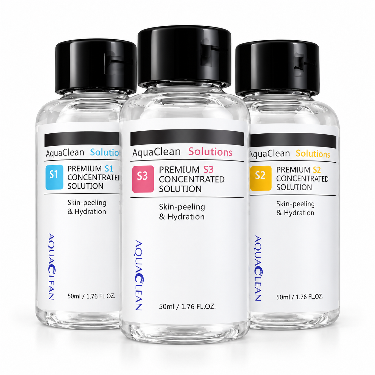 AquaClean S1 S2 S3 Hydro Facial Concentrated Solution Set for Hydro Dermabrasion Machines – 3 × 50ml